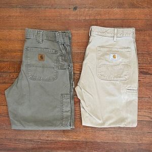 2 pair Carhartt 100% cotton 33x30 work pants
